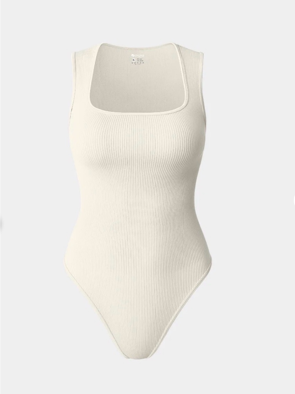 Ribbed Square-Neck Bodysuit in Cream